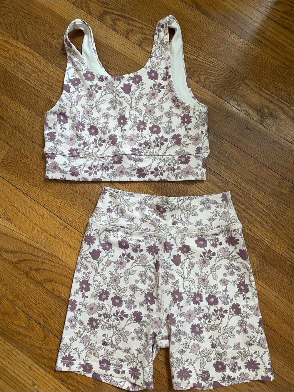 Tyler and Cru biker shorts and crop top floral set size 12 14